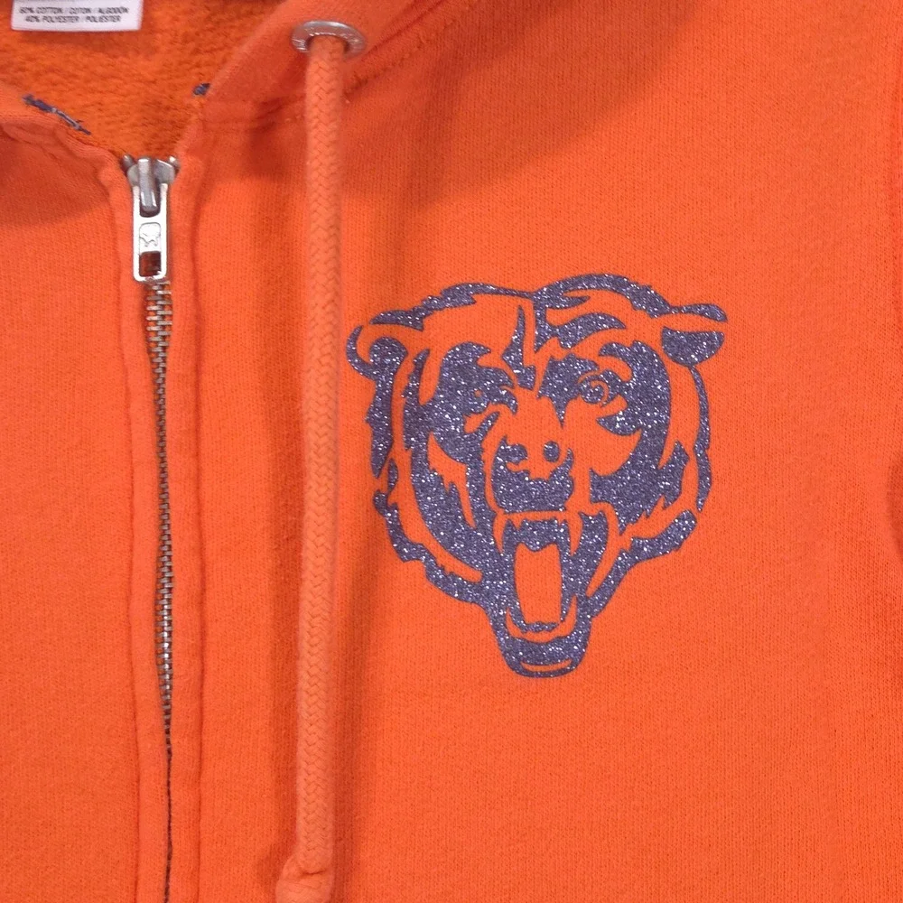 Victoria's Secret PINK Chicago Bears Hoodie S Bling Full Zip Orange Y2K NFL Cozy - Picture 6 of 16